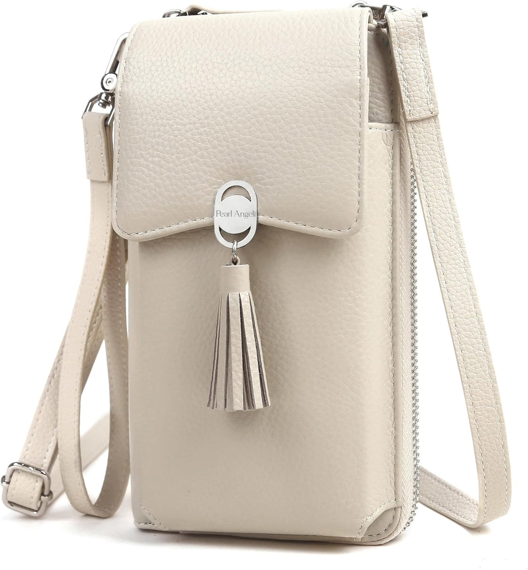 Pearl Angeli Weiches Echtes Leder Handy Umhängetasche - Handytasche Geldbörse Damen RFID Schutz klei