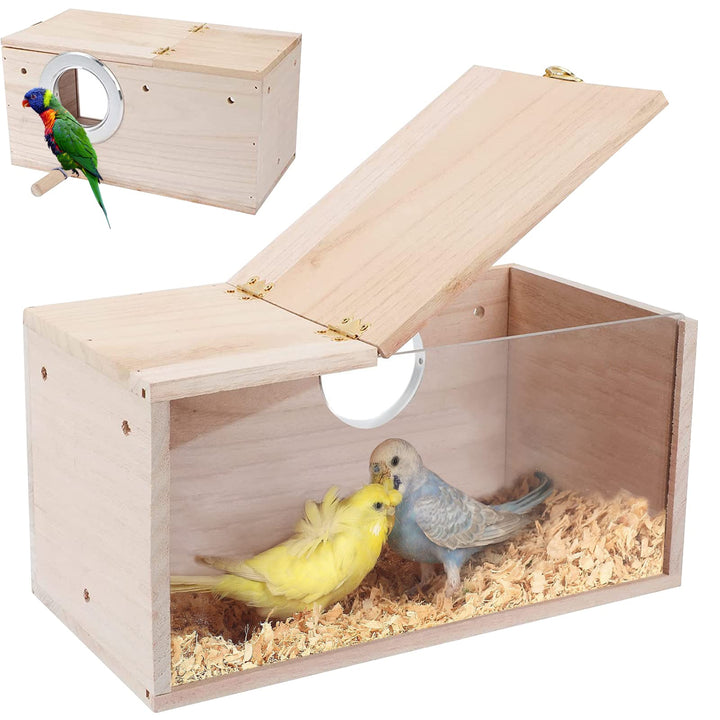 Sittich Nistkasten Vogelhaus, Wellensittich Nistkasten Transparentes Design, Vogelhäuschen aus Natur