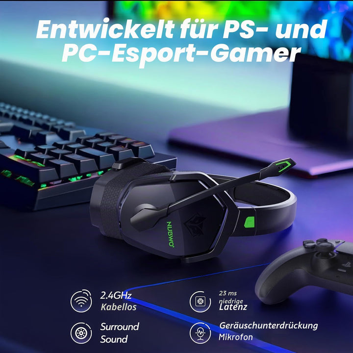 NUBWO G06 Wireless Gaming Headset für PS5, PS4, PC, Rauschunterdrückung über Ohr-Gaming-Kopfhörer mi