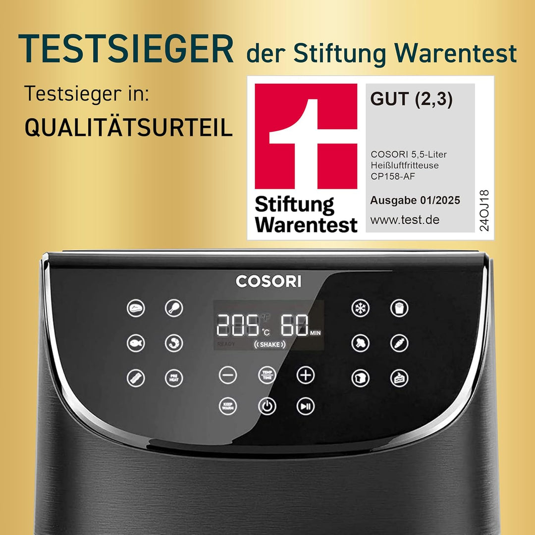 COSORI Heissluftfritteuse 5,5L XXL Friteuse Heissluft Fritteusen ohne Öl, Airfryer mit Digitalem LED