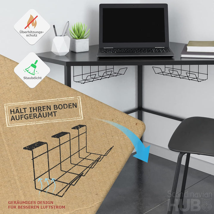 Kabelmanagement-Ablage für die Schreibtischunterseite – Schreibtisch-Kabelhalter für das Büro und Zu