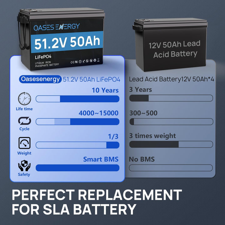 48V 50Ah LiFePO4 Lithium Batterie Mini mit Bluetooth, 50A BMS, Deep Cycles 48V LiFePO4 Batterie, 256