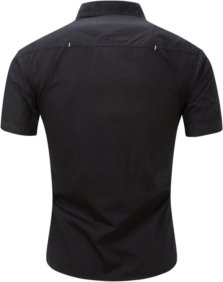 Iris Sprite Herren Hemd Kurzarm Baumwolle Outdoor Freizeithemd für Männer 3XL Schwarz, 3XL Schwarz