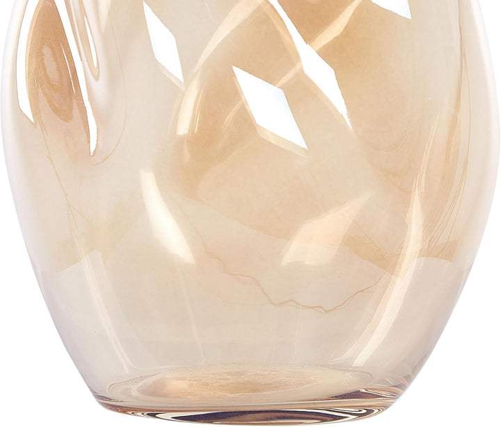 Deko Blumenvase Glas orange 20 cm bauchig geschwungen breite Öffnung Gerakini