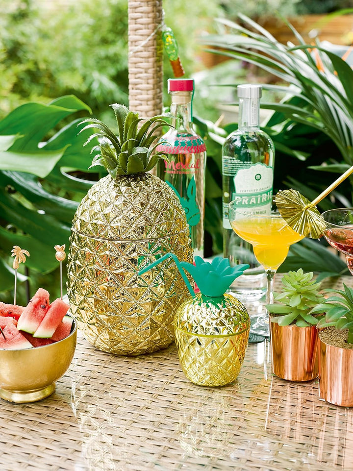 Talking Tables Goldener Ananas Eiswürfelbehälter mit Deckel, Edles Getränkewagen | Retro-Bar-Accesso