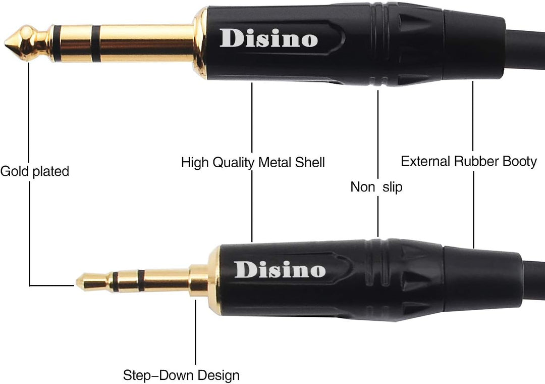 Disino TISINO 3,5 mm Mini-Stereo-Klinkenstecker auf Dual 6,35 mm TS Mono-Stecker, Y-Splitter-Kabel,