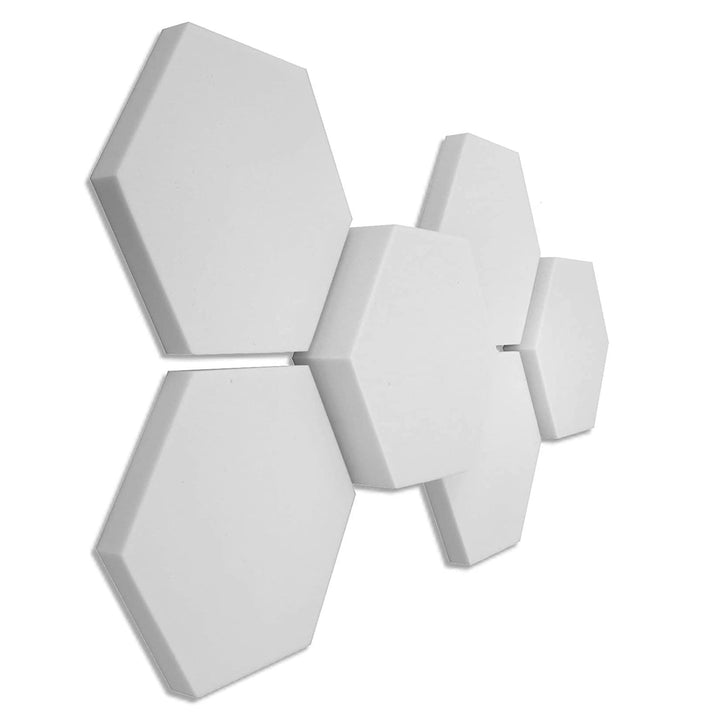 platino24 3D-Set Schallabsorber Hexagon aus Basotect G+, 6 Elemente 4x je Ø 300x30mm + 1x je Ø 300x5