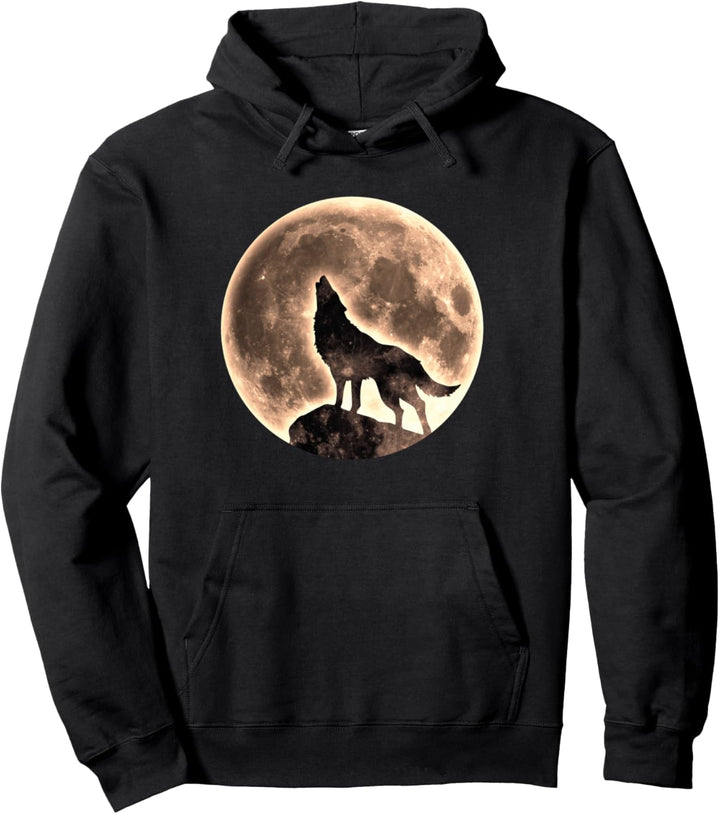Heulender Wolf, Vollmond, Silhouette, Mond, Kraft, Tier, Pullover Hoodie