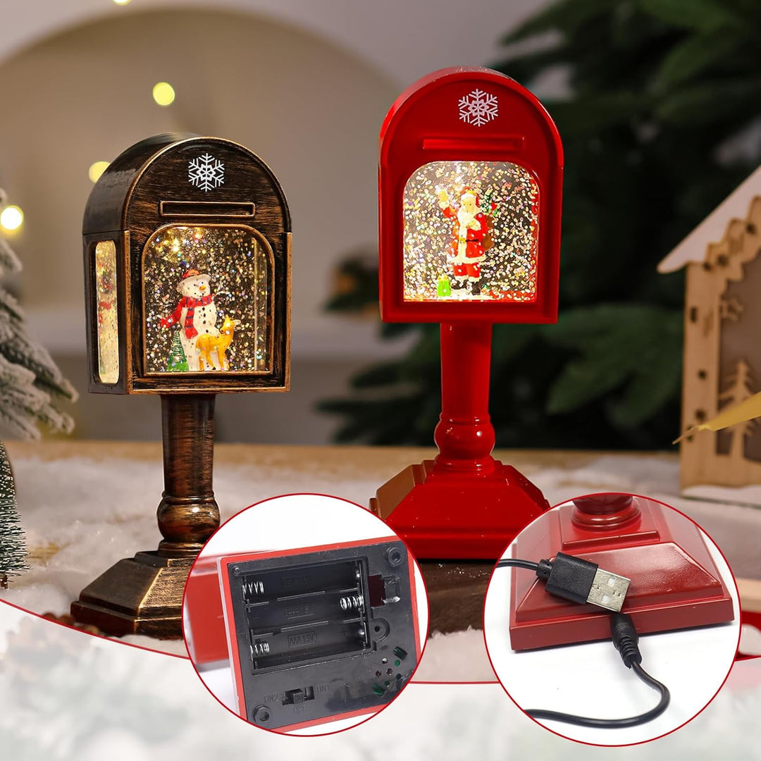 Weihnachtsdeko Laterne, Weihnachts Schneekugel Laterne mit Musik, Weihnachtslaterne, LED Weihnachts