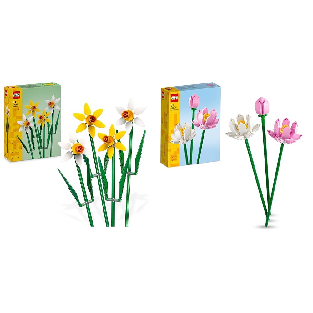 LEGO Creator Narzissen, Künstliches Blumen-Set für Kinder, Blumenstrauss Bausatz & Creator Lotusblum