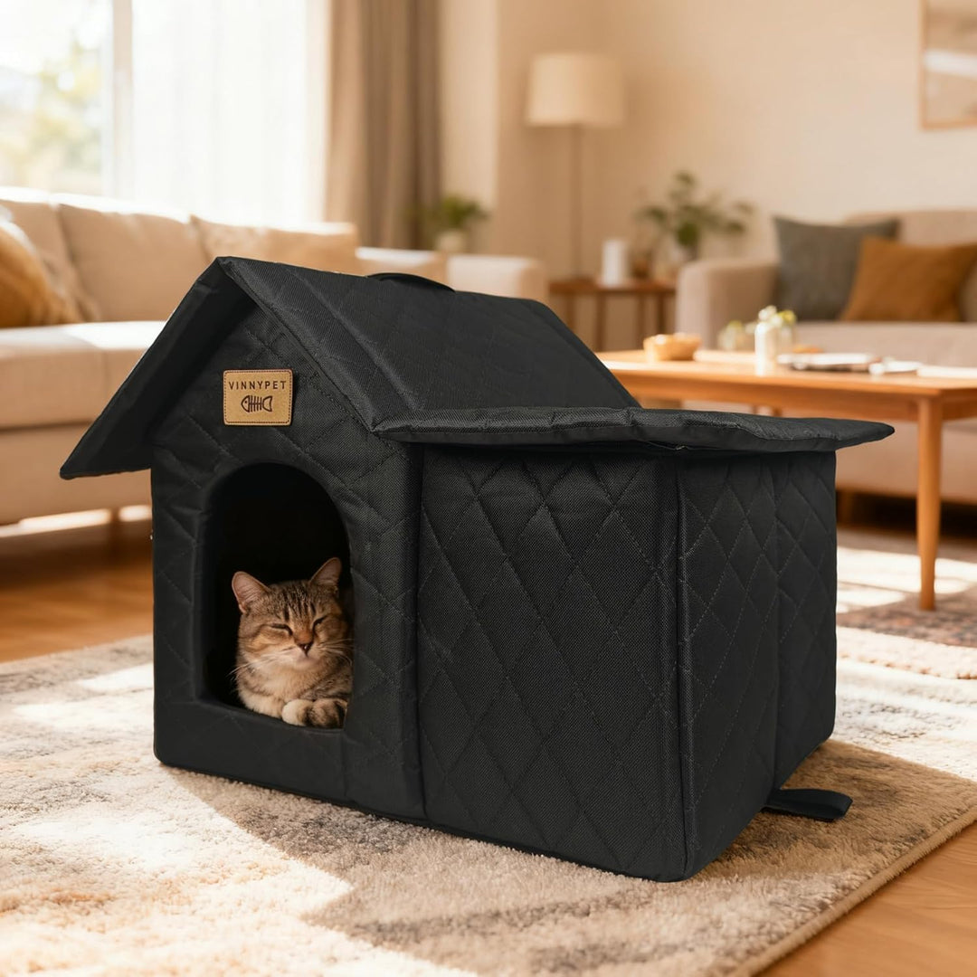 Luxus Katzenhaus Draussen Winterfest Wasserdicht Katzenhöhle Faltbare Wetterfester Haustierhaus Hund