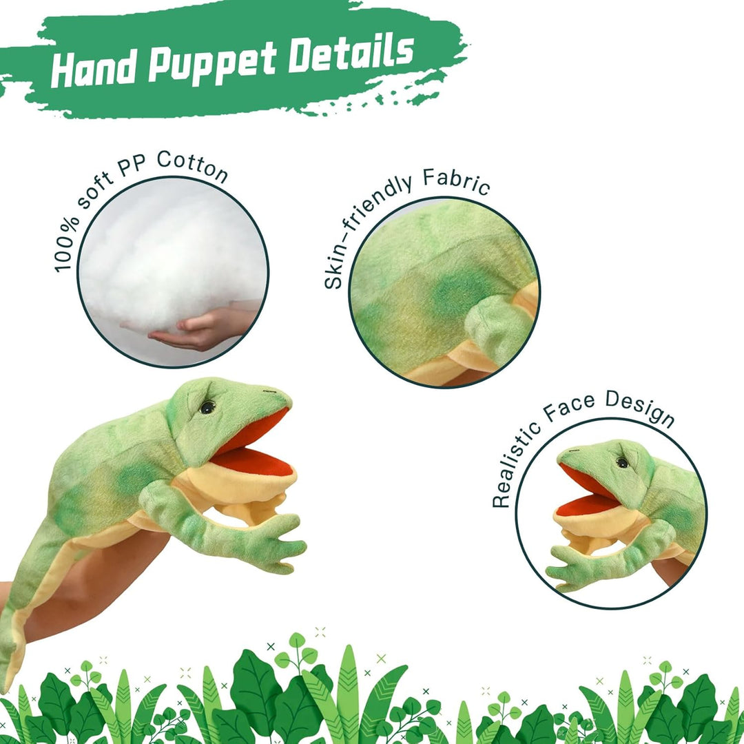 Lilizzhoumax Frosch Handpuppe Kuscheltier Simuliertes Tier Frosch Handpuppe aus Plüsch Kawaii Niedli