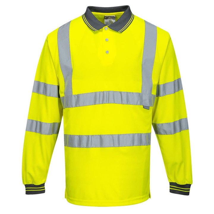Portwest Langarm Warnschutz Polo Shirt, Grösse: XXXL, Farbe: Gelb, S277YERXXXL 3XL Gelb, 3XL Gelb