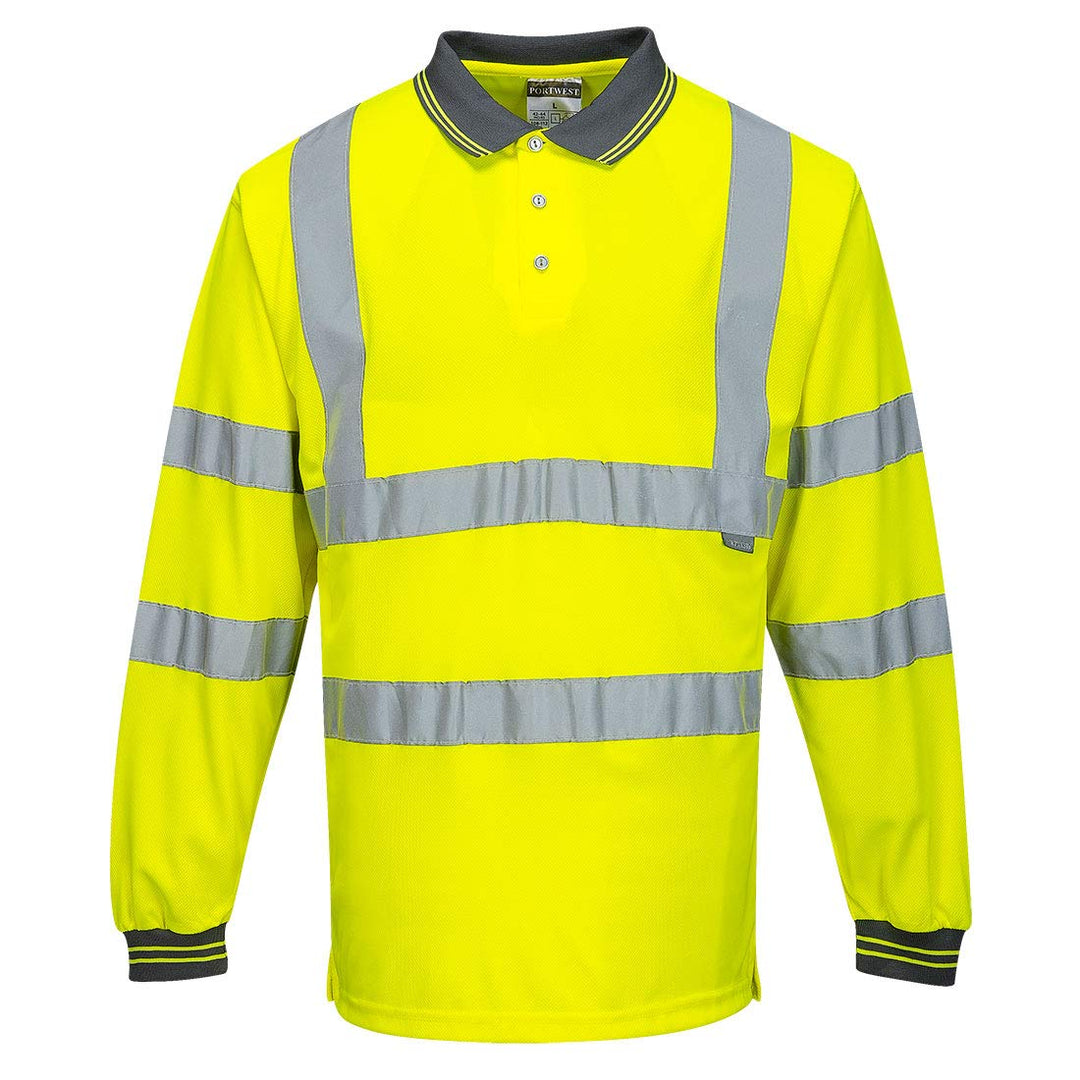 Portwest Langarm Warnschutz Polo Shirt, Grösse: 4XL, Farbe: Gelb, S277YER4XL 4XL Gelb, 4XL Gelb