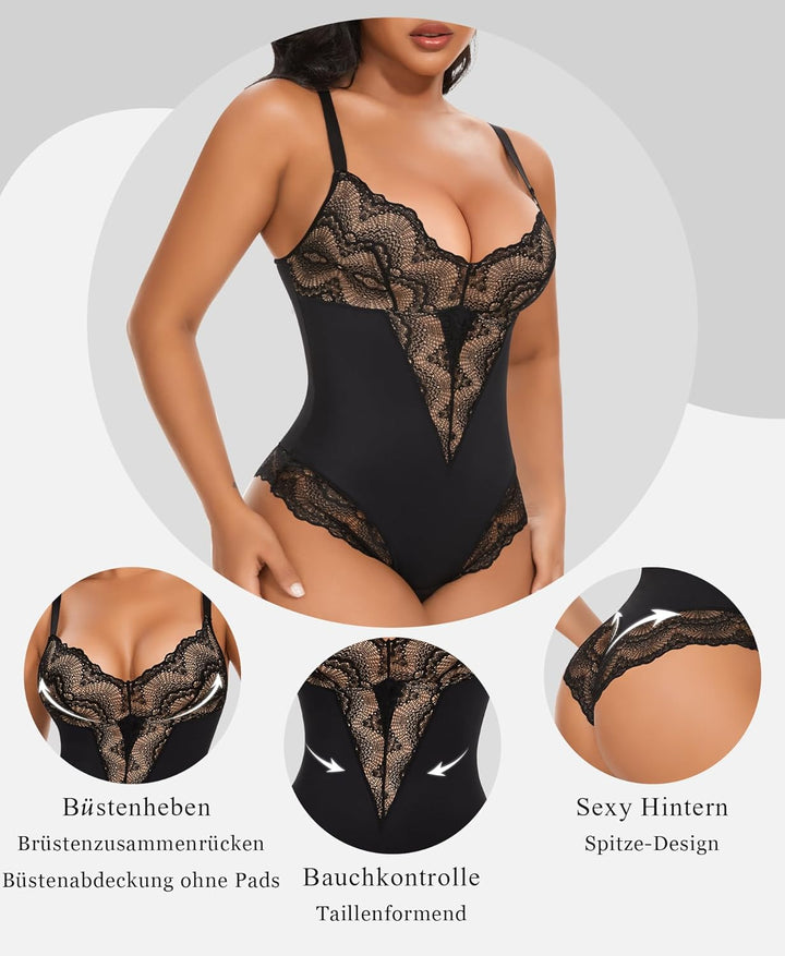 Shapewear Damen Formende Bodysuits Body Shaper Figurformende Unterwäsche Bauchweg Miederbody Spitze