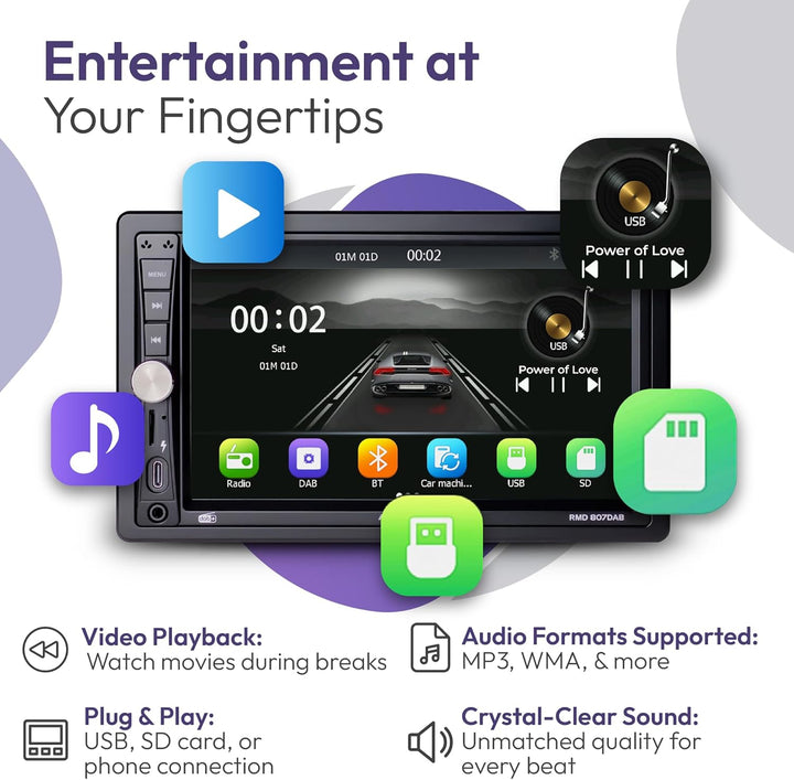 Caliber RMD807DAB 2-DIN DAB+ Autoradio mit 7-Zoll Touchscreen, Bluetooth, Mirror Link, USB-C Ladefun