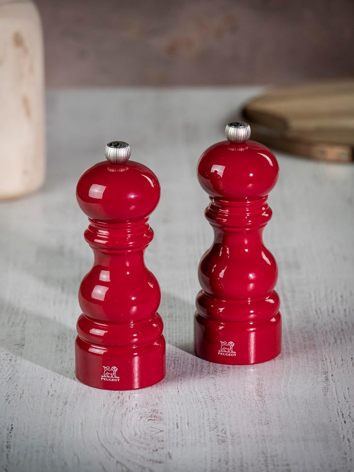PEUGEOT – Duo Paris – Pfeffermühle + Salzmühle 15 cm – Klassische Einstellung – Aufbereitetes Holz m