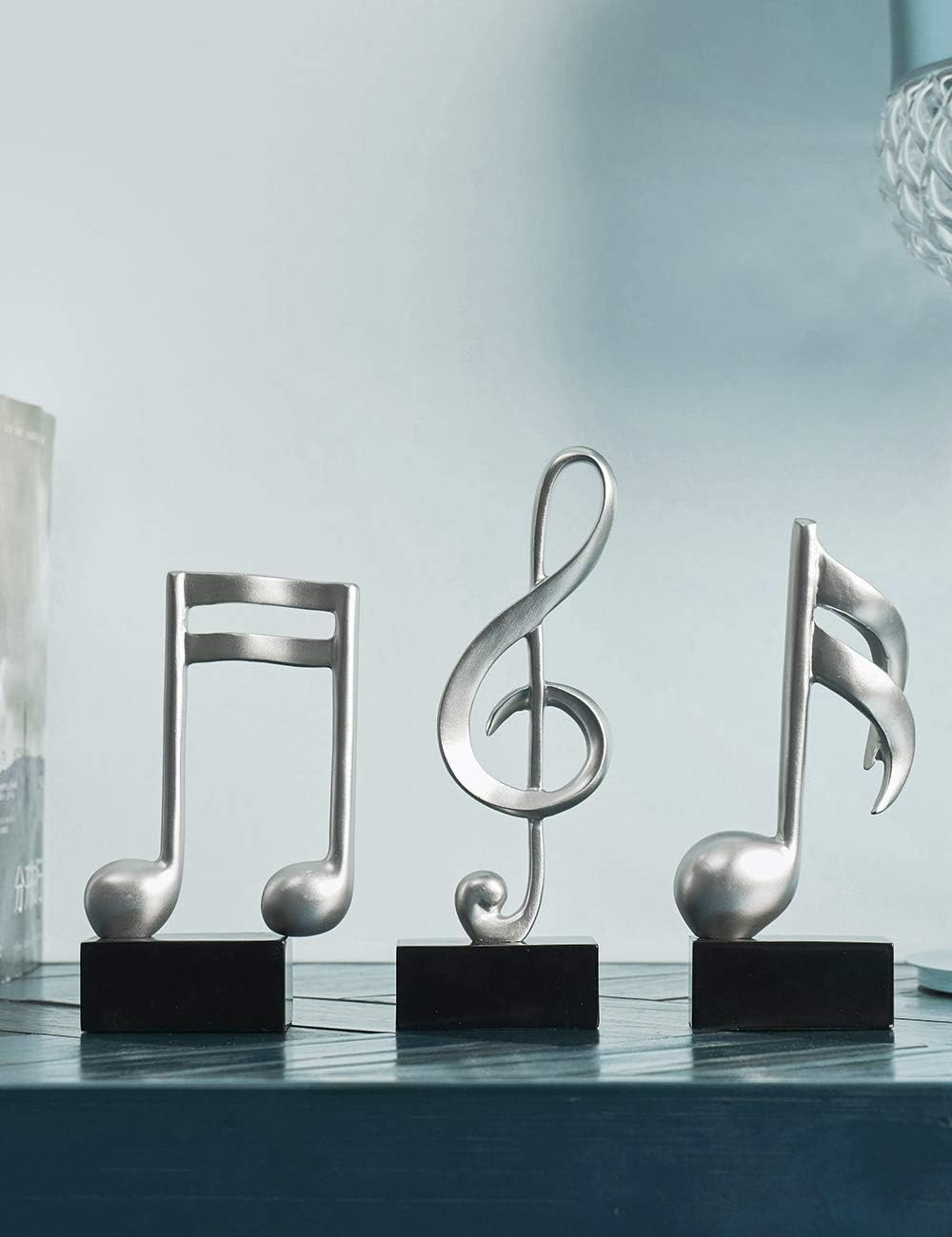 Amoy-Art 3pcs Deko Skulpturen Musik Note Figuren Klavier Statue Modern Arts Wohnzimmer Kunst Polyres