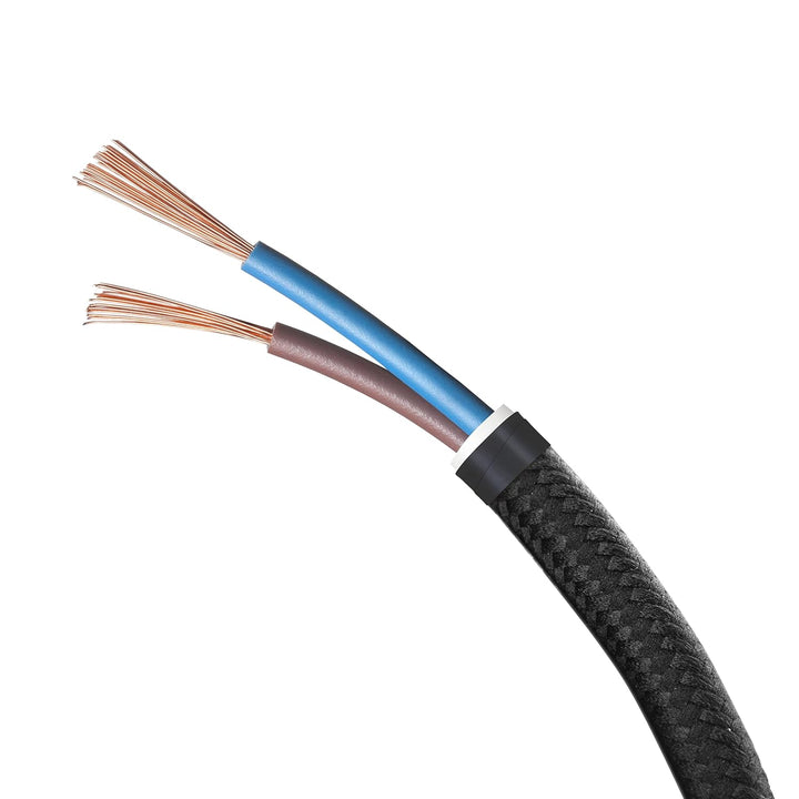 Amarcords - Textilkabel für Lampen SCHWARZ, rund, Seide, 3 Meter, mit 2 Leiter 2x0,75 - Stoffkabel m