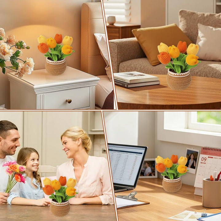 Keboyoe 2 Stück Tulpe Häkelset für Anfänger mit Video Anleitung, Häkeln für Anfänger Set, Diy Häkels