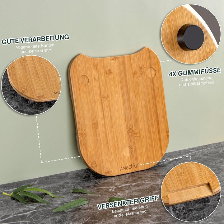ANBOXIT Gleitbrett für Thermomix TM6/TM5, Brett für Thermomix mit Rollen, Leicht Gleitendes Bambus R