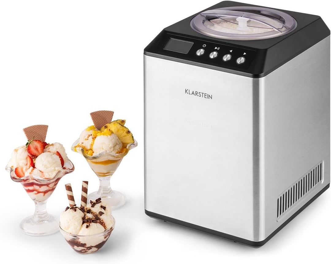 Klarstein Vanilla Sky Family - Eismaschine, Eisbereiter, Speiseeismaschine, Kühlhaltefunktion, LED-D