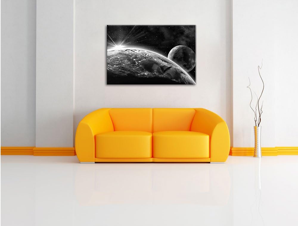 Pixxprint Erde Mond All als Leinwandbild/Grösse: 100x70 cm/Wandbild/Kunstdruck/fertig bespannt, 100x