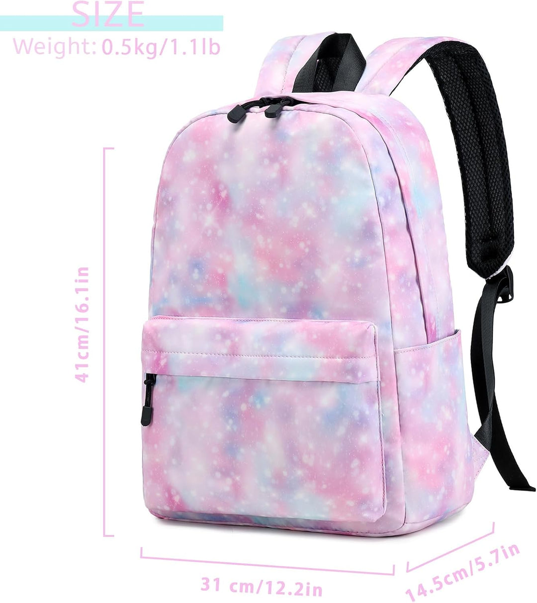 Lohol Leichter Schulrucksack für Mädchen, Kinder-Schulranzen-Rucksack mit Galaxie Aufdruck (Traumhaf