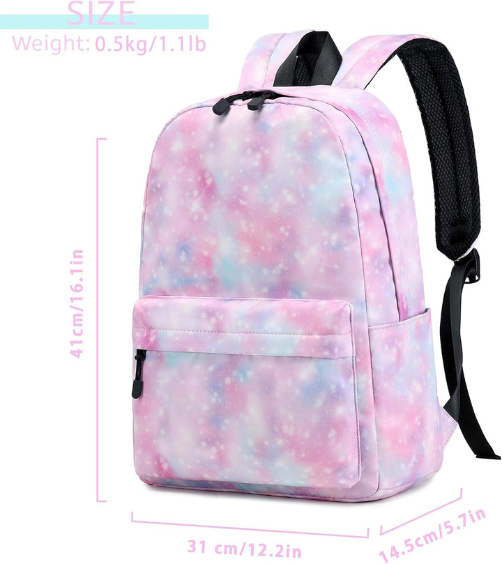 Lohol Leichter Schulrucksack für Mädchen, Kinder-Schulranzen-Rucksack mit Galaxie Aufdruck (Traumhaf