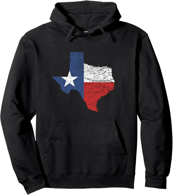 Texas Hoodie | Damen Herren Texas Flagge + Karte des Bundesstaates Texas Pullover Hoodie