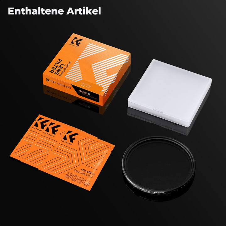 K&F Concept B-Serie 43mm ND Filter Variabler ND2-ND400 (1-9 Stop) Slim Neutral Graufilter