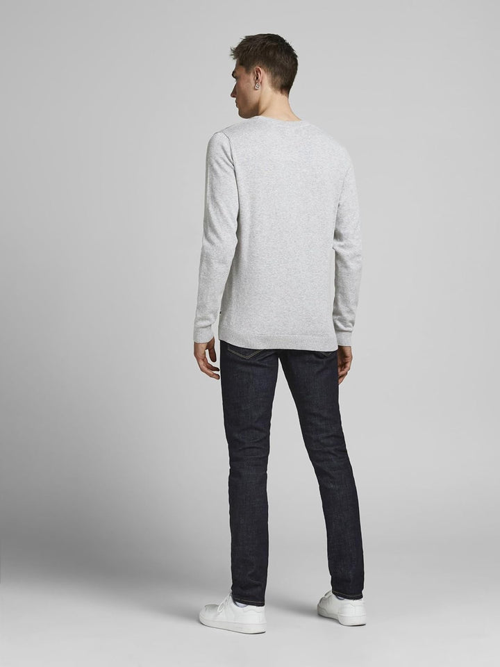 JACK & JONES Male Strickpullover Einfarbig Strickpullover 3XL Light Grey Melange, 3XL Light Grey Mel