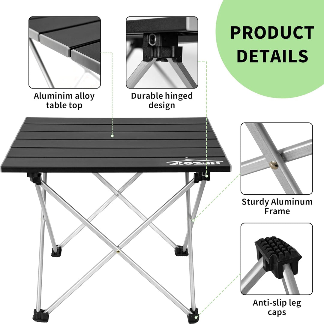 Campingtisch Klappbar, Klapptisch Camping, Tragbarer Picknicktisch Faltbar, Kleiner Aluminium-Klappt