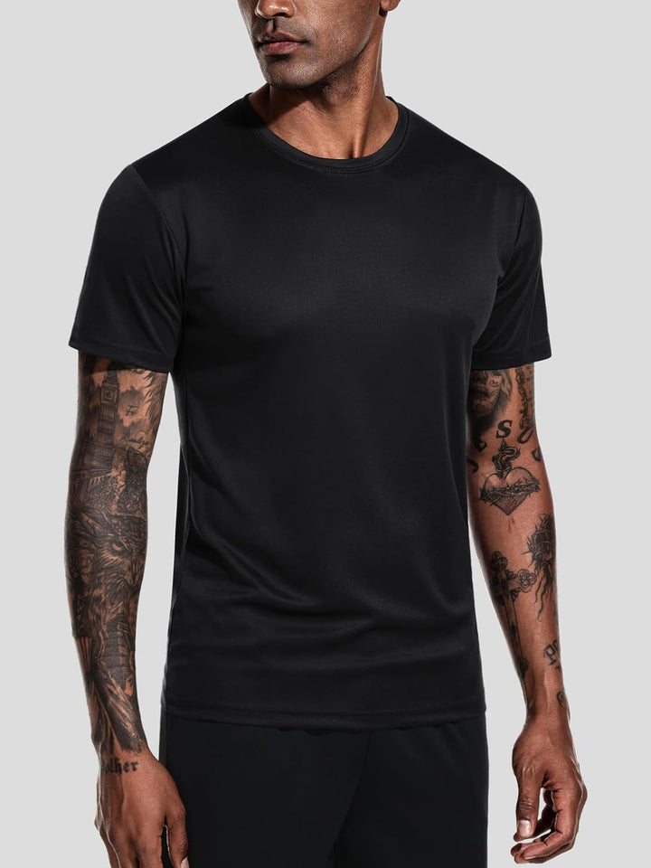 Teesmen T-Shirt Für Herren Kurzarm Rundhals Einfarbige Sport Basic Männer 5er Polyester Oder Baumwol