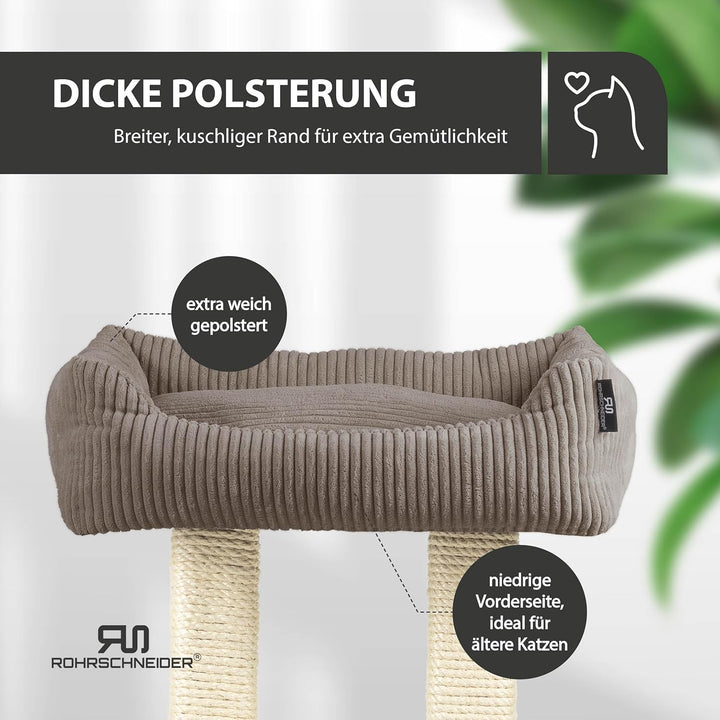 Rohrschneider moderner Kratzbaum Wolly | Made in Germany | Kleiner Katzenbaum mit 2 Breiten Kratzsäu