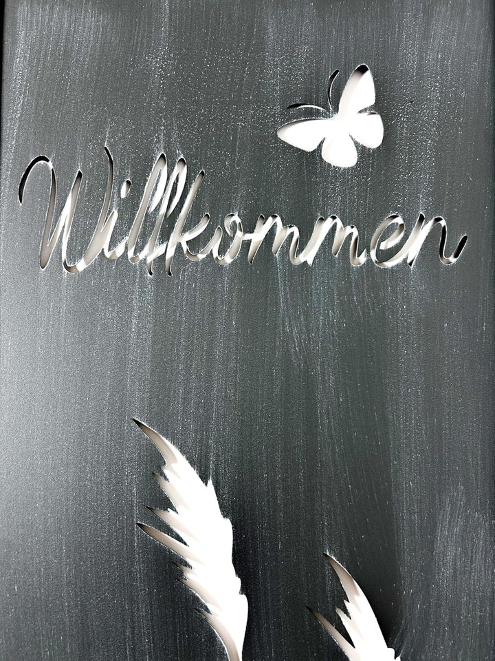 Kobolo Gartenstecker Gartentafel Gartenschild - WILLKOMMEN - 30x93 cm