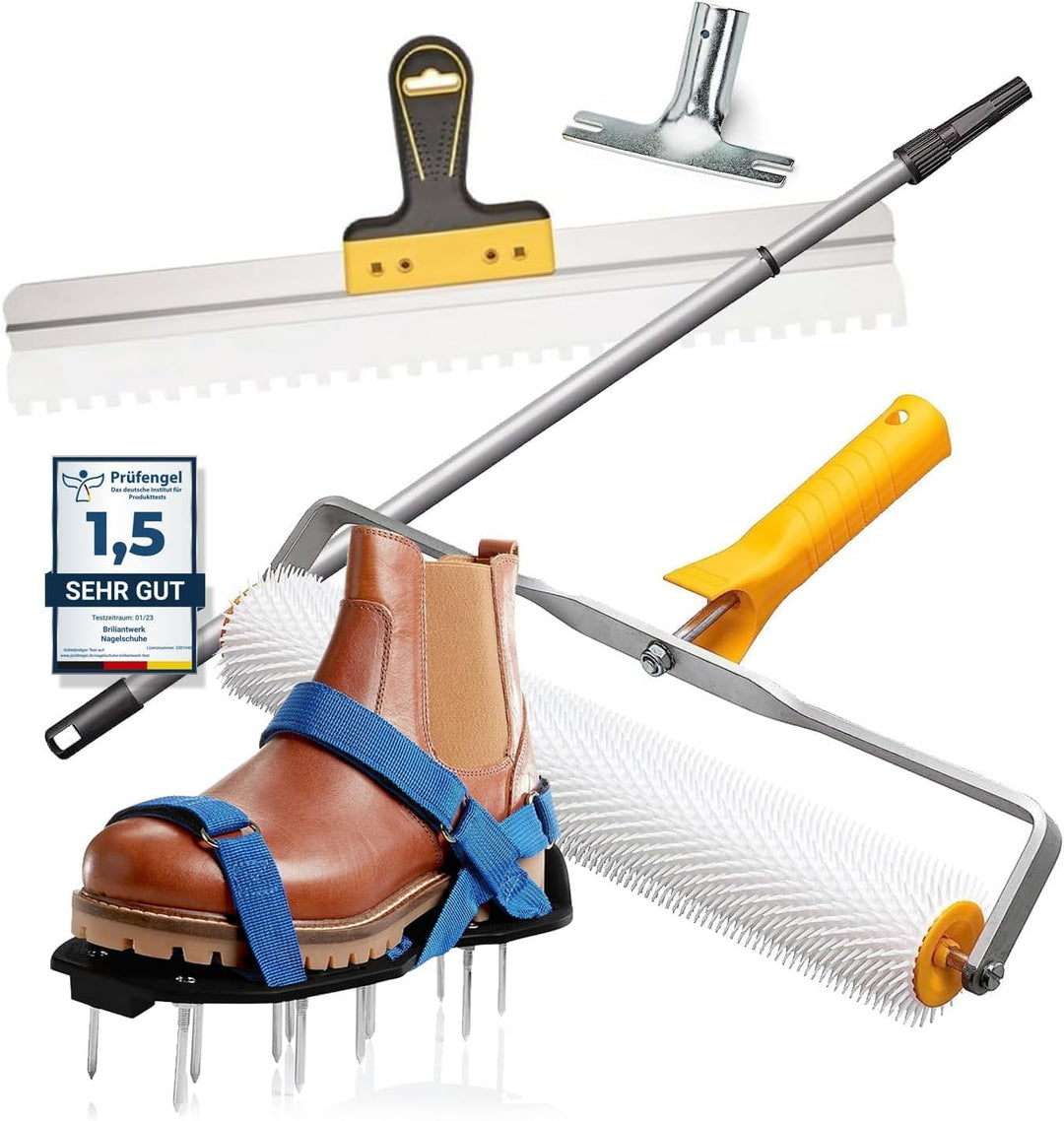 Colorus Profi Bodenbeschichtungs Set 5-teilig – Stachelwalze 40 cm Entlüftungsrolle | Nagelschuhe Es
