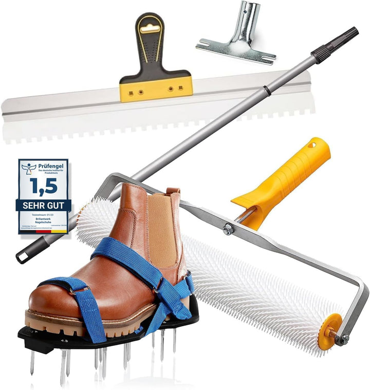 Colorus Profi Bodenbeschichtungs Set 5-teilig – Stachelwalze 40 cm Entlüftungsrolle | Nagelschuhe Es