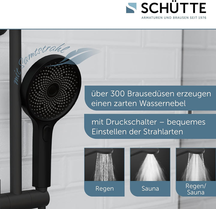 SCHÜTTE Handbrause SAMOA RAIN | Samtstrahl-Technologie | Duschkopf mit über 300 Düsen | 3 einstellba