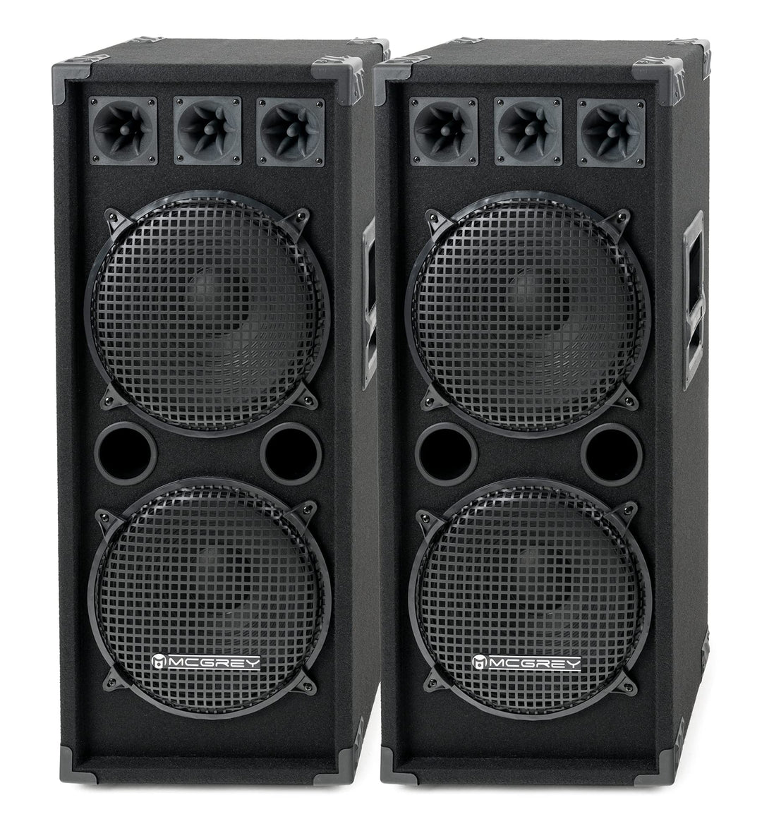 McGrey Paar DJ-2222 2-Etagen DJ PA Lautsprecher Box 2X 30cm (12“) Subwoofer 2000W (Passiv, 2-Wege Sy