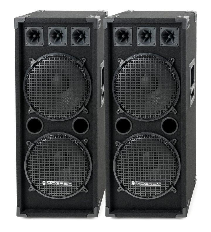 McGrey Paar DJ-2222 2-Etagen DJ PA Lautsprecher Box 2X 30cm (12“) Subwoofer 2000W (Passiv, 2-Wege Sy
