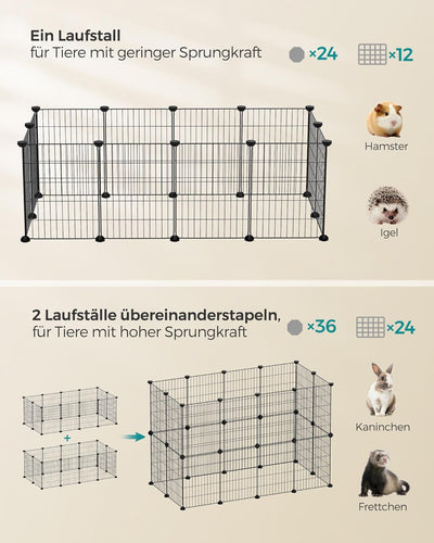 SONGMICS Freilauf, DIY-Kleintiergehege, Kleintierkäfig, Welpenauslauf, Kaninchen, Meerschweinchen, M