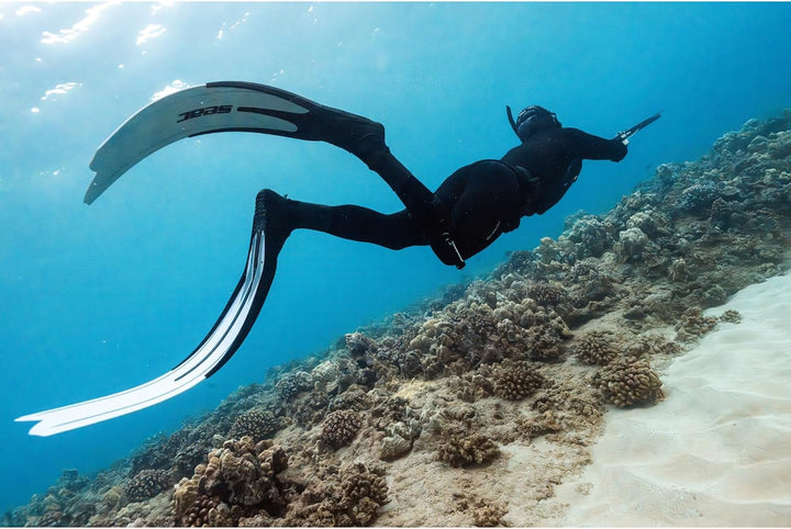 Seac Unisex-Adult Shout Lange Fussteilflossen für die Unterwasserjagd und zum Freitauchen Grün 47/48