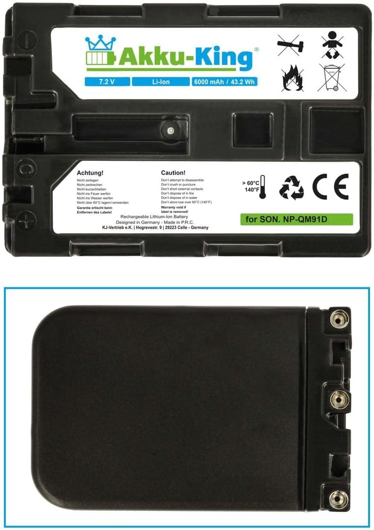 Akku-King Akku kompatibel mit Sony NP-FM90, NP-QM91D - Li-Ion 6000mAh - für Sony CCD-TRV106K, CCD-TR