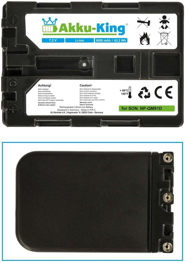 Akku-King Akku kompatibel mit Sony NP-FM90, NP-QM91D - Li-Ion 6000mAh - für Sony CCD-TRV106K, CCD-TR