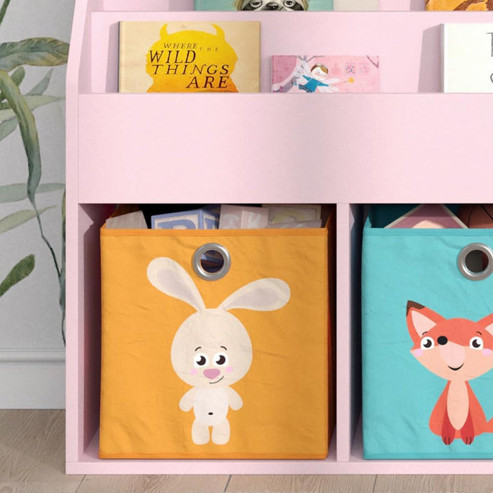 Vicco Kinderregal Rosa Luigi mit 2 Faltboxen (Fuchs, Hase) - 72x79x31 cm hergestellt aus Spanplatte