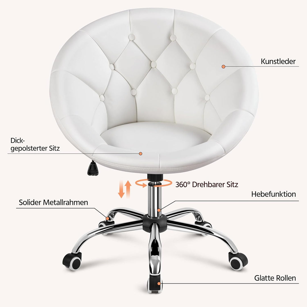 Yaheetech Schreibtischstuhl Ergonomischer Schminktisch Stuhl, Bürostuhl, höhenverstellbar Bürosessel