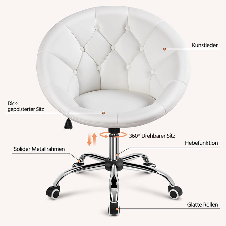 Yaheetech Schreibtischstuhl Ergonomischer Schminktisch Stuhl, Bürostuhl, höhenverstellbar Bürosessel