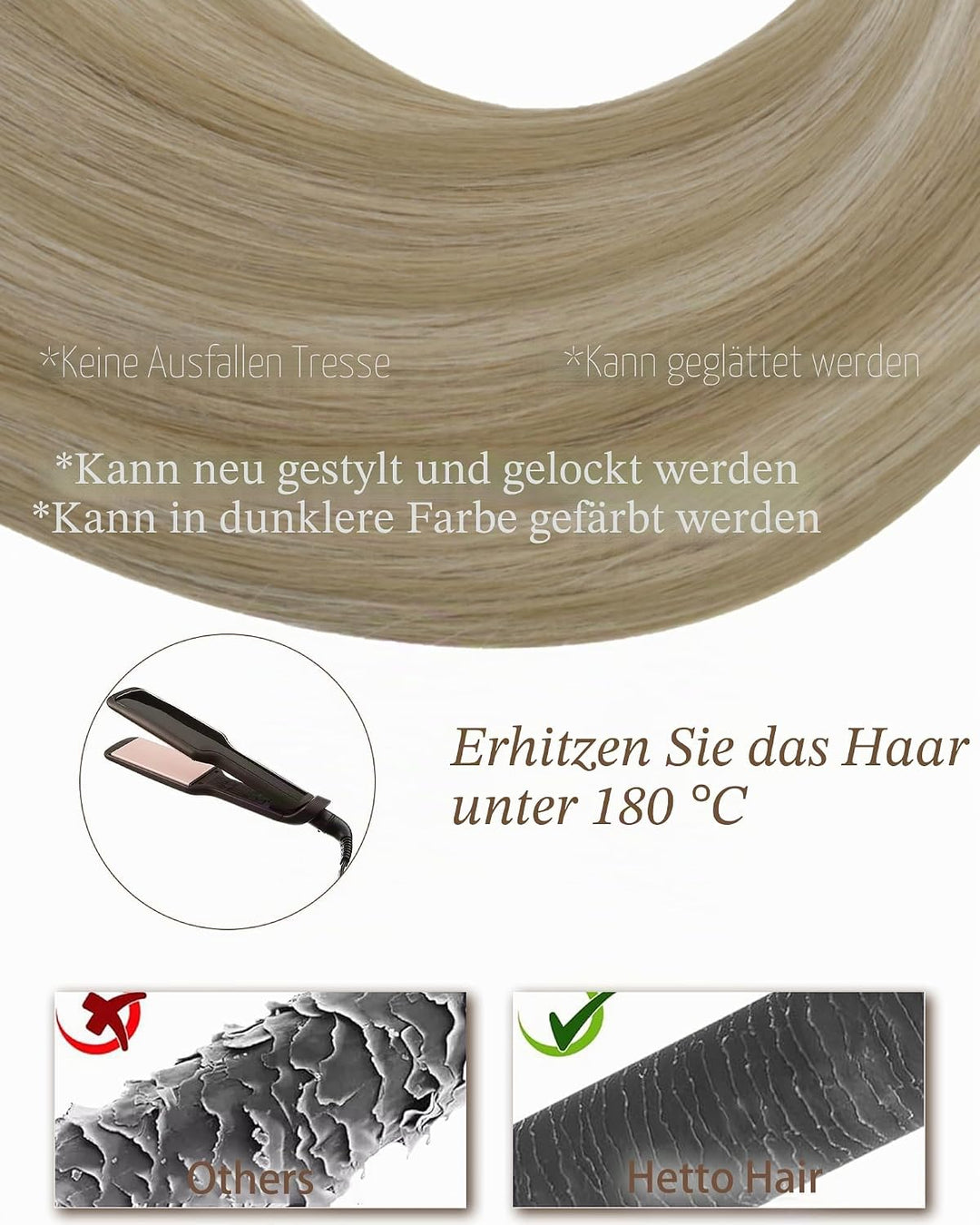 Hetto Extensions Tressen Echthaar Blond Menschliches Haar Sew in Extensions Remy Haarverlangerung Tr