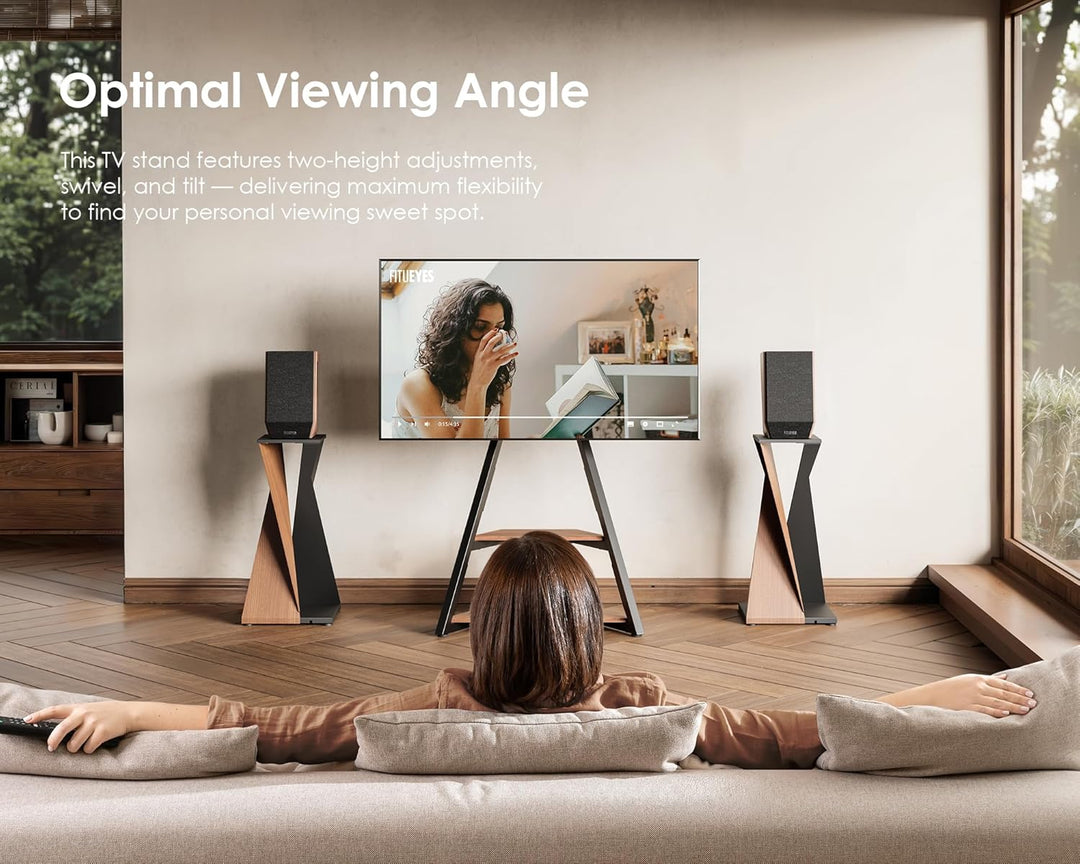 FITUEYES Design TV Ständer Rollbar, Mobiler TV Stand mit Rollen für 32 40 43 55 65 Zoll Flach & Curv